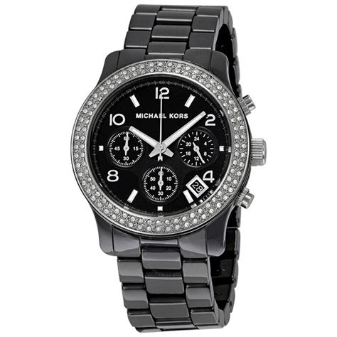 Michael Kors Black Dial Black Ceramic Bracelet Chronograph 